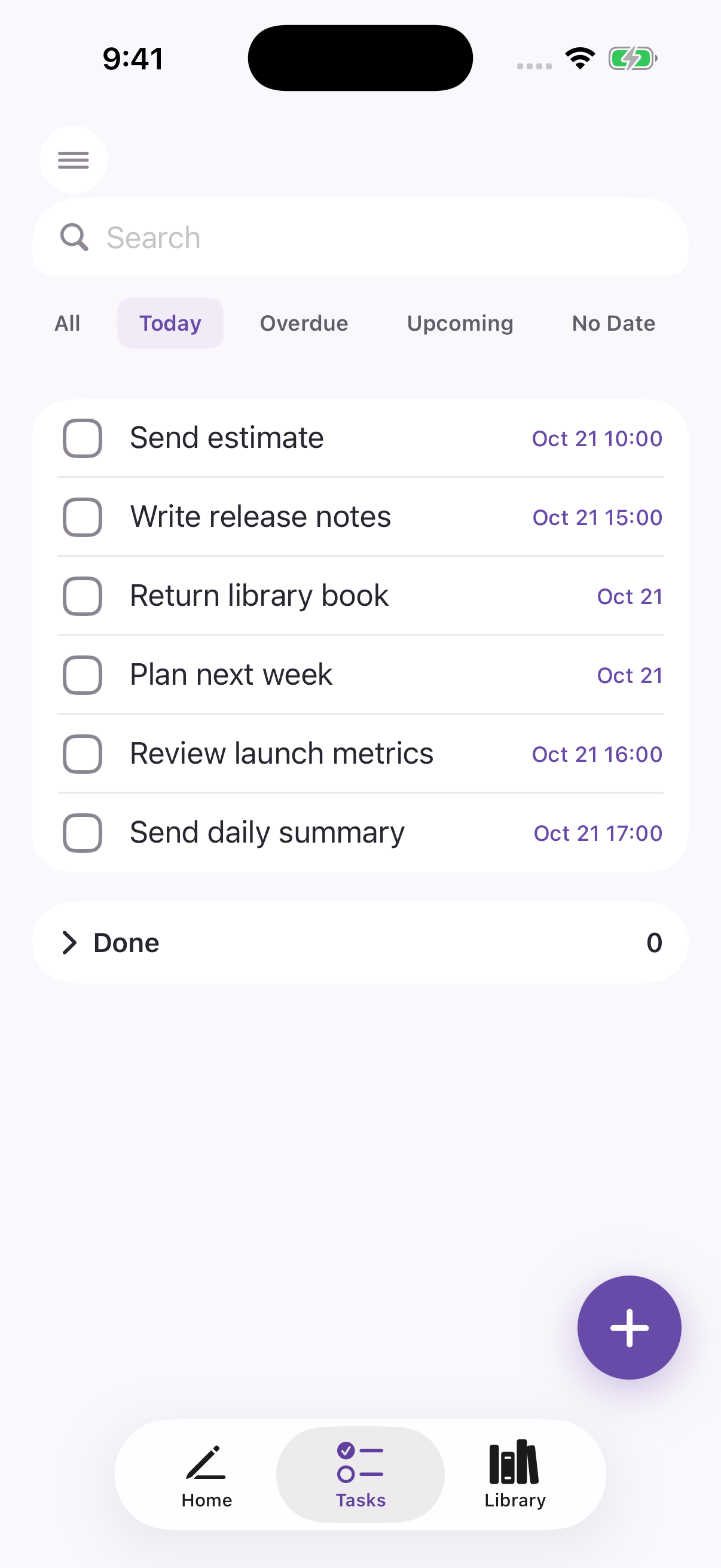 Actual Shard Tasks screen showing today’s tasks and their due dates